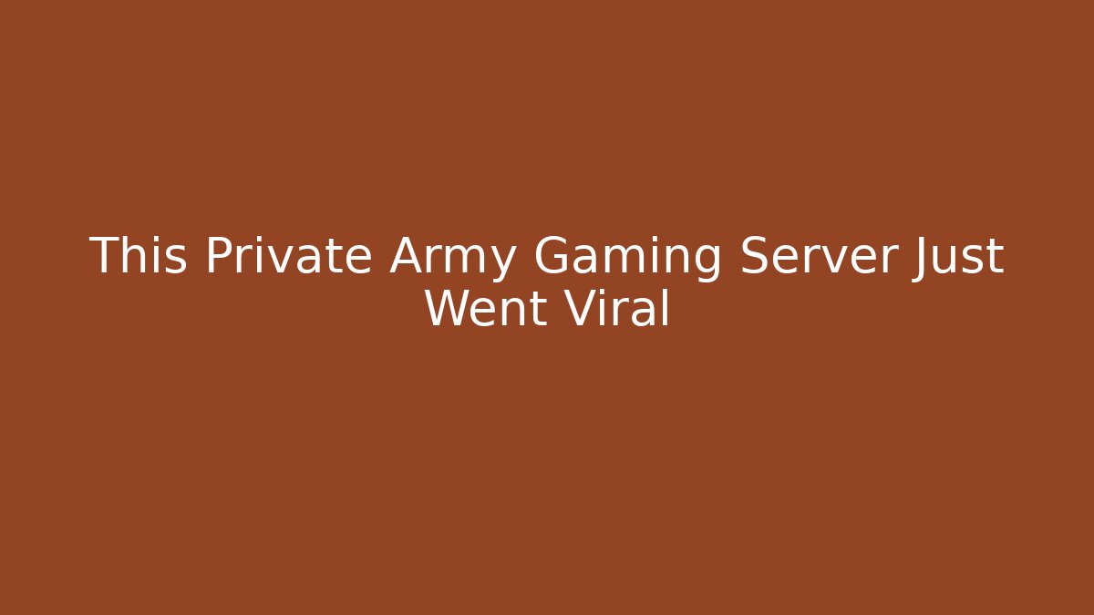This Private Army Gaming Server Just Went Viral