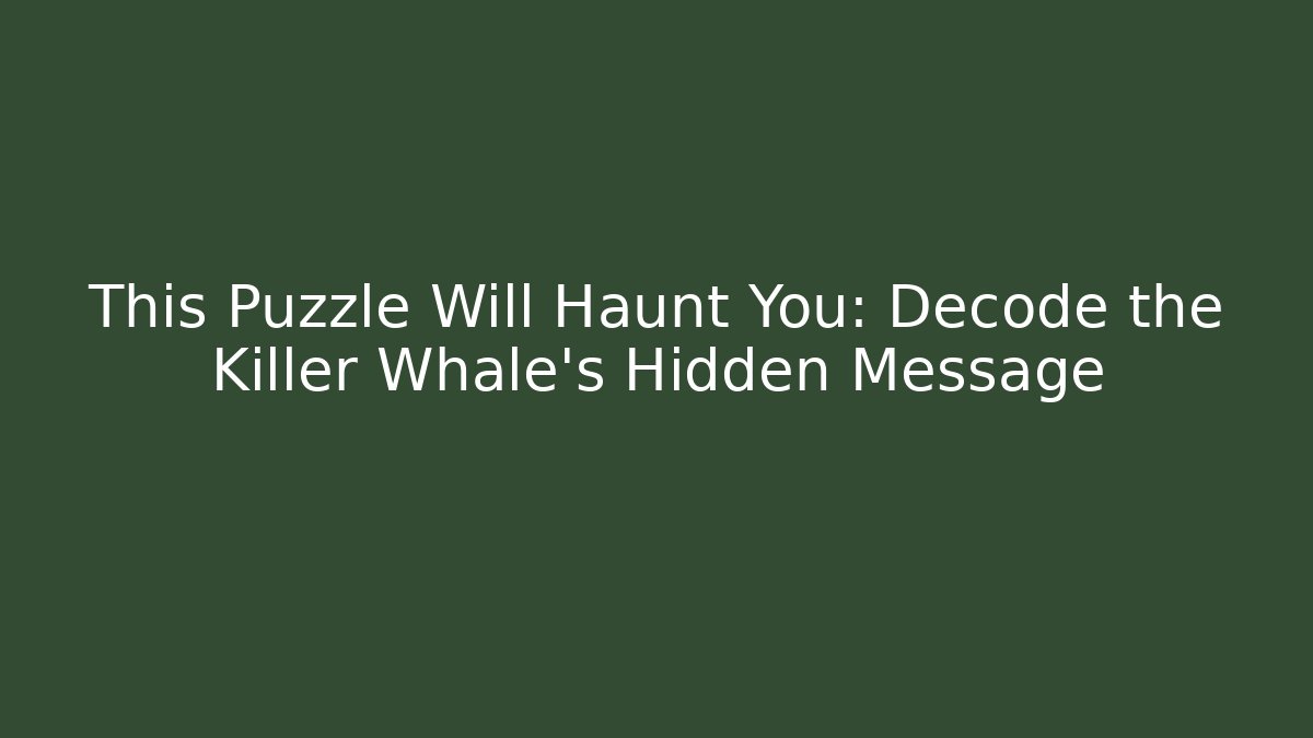 This Puzzle Will Haunt You: Decode the Killer Whale's Hidden Message - The Family Holidays