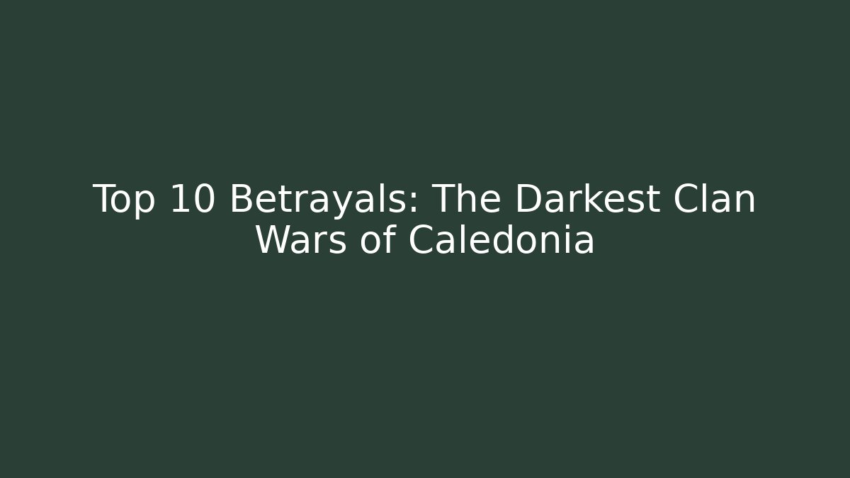 Top 10 Betrayals: The Darkest Clan Wars of Caledonia