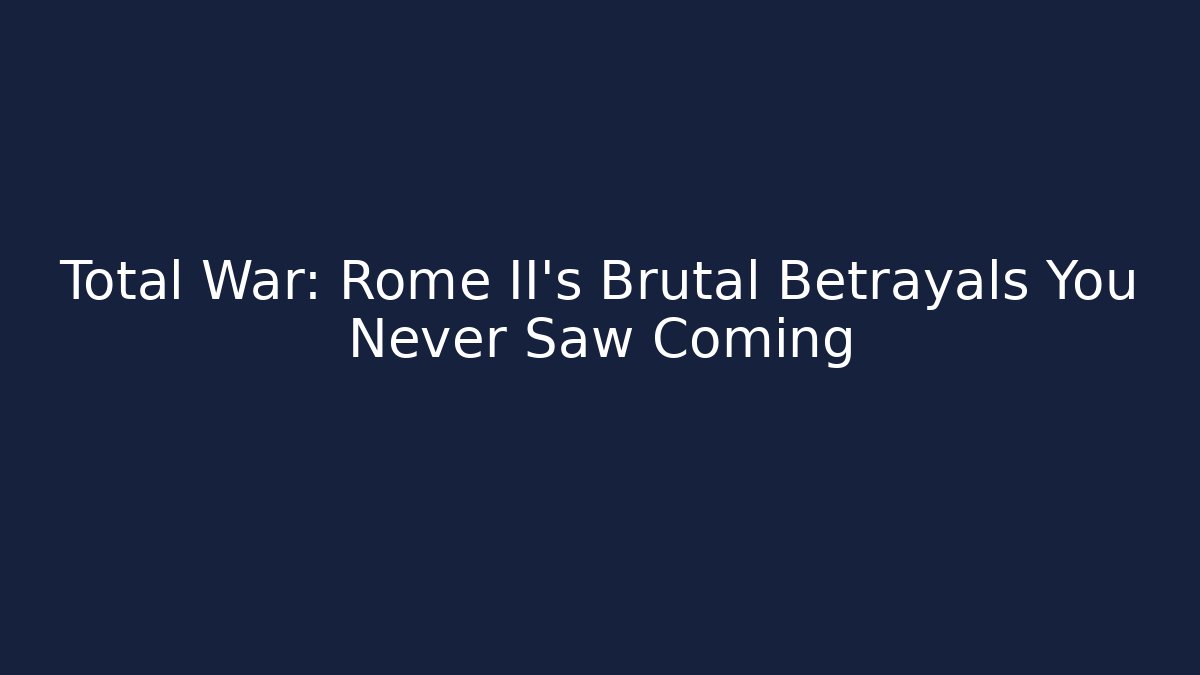 Total War: Rome II’s Brutal Betrayals You Never Saw Coming