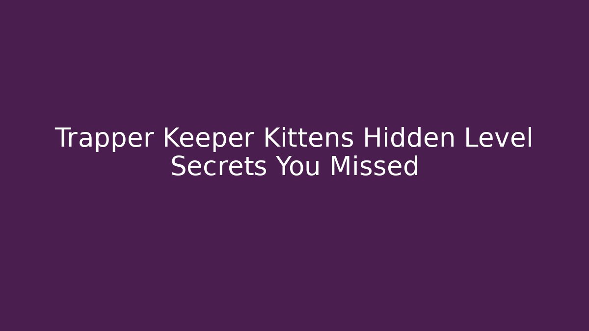Trapper Keeper Kittens Hidden Level Secrets You Missed