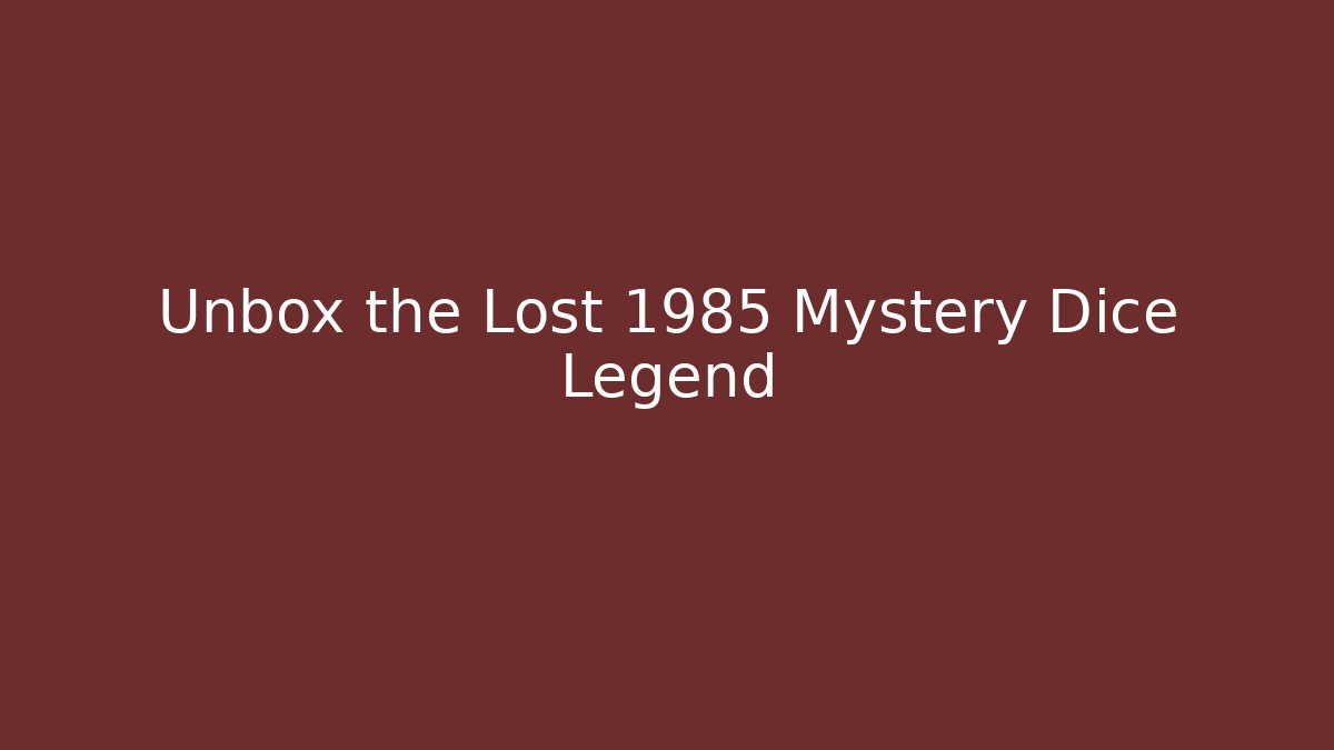 Unbox the Lost 1985 Mystery Dice Legend