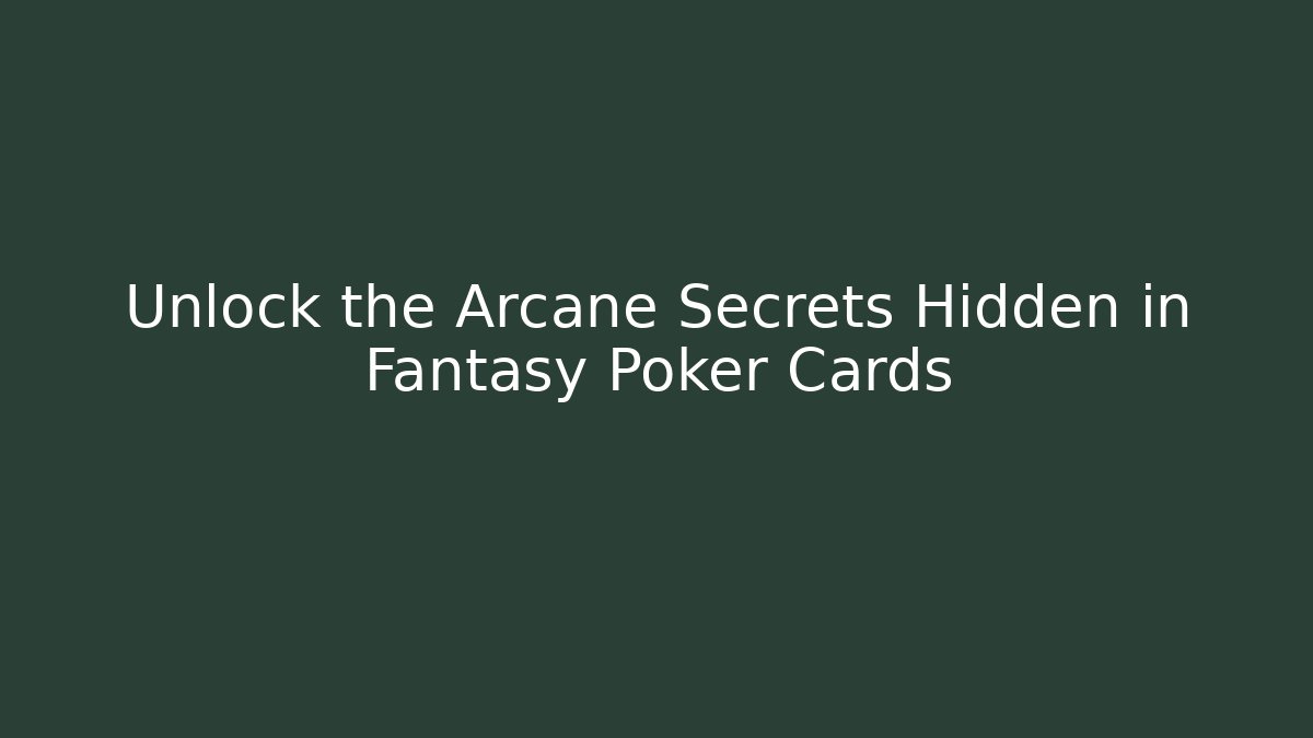 Unlock the Arcane Secrets Hidden in Fantasy Poker Cards