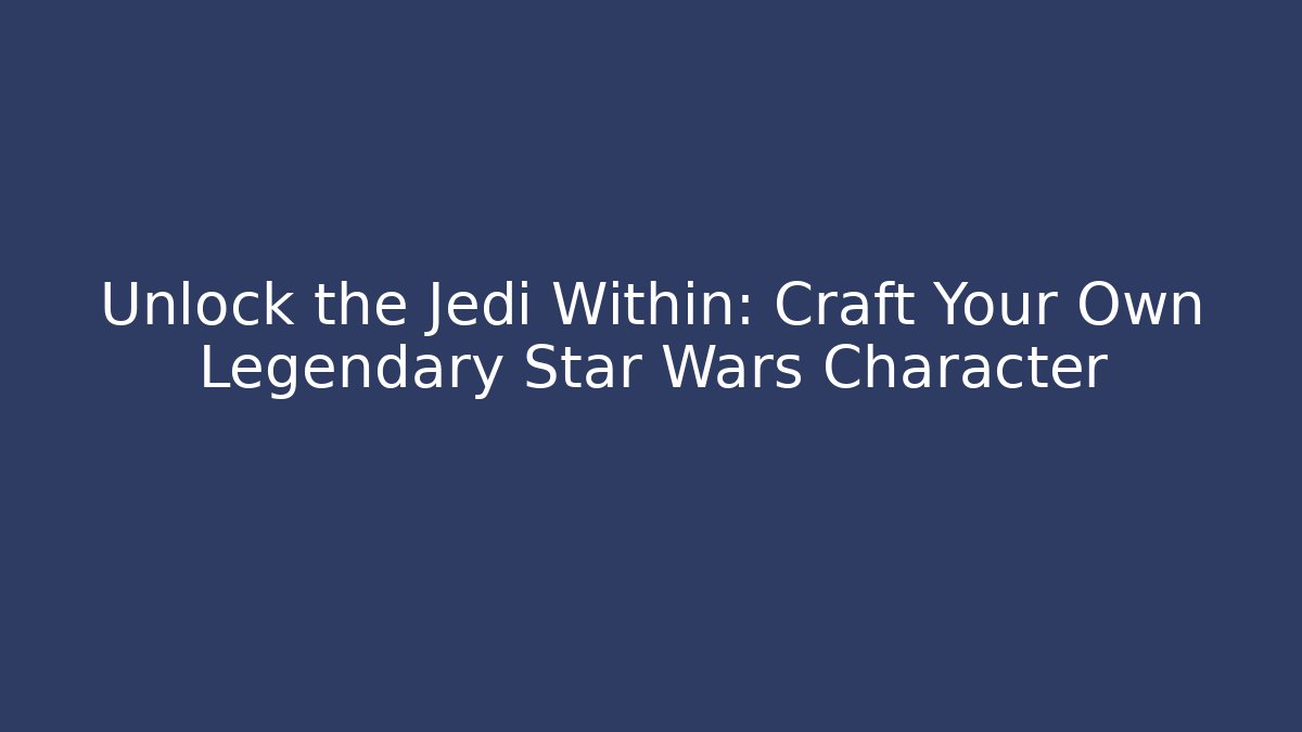 Unlock the Jedi Within: Craft Your Own Legendary Star Wars Character