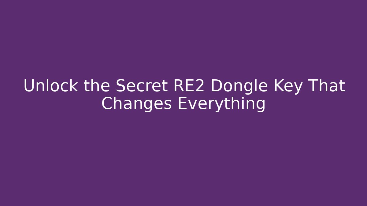 Unlock the Secret RE2 Dongle Key That Changes Everything - The Family Holidays