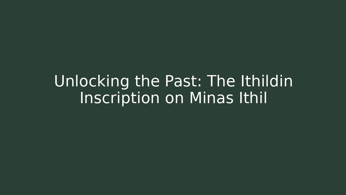 Unlocking the Past: The Ithildin Inscription on Minas Ithil