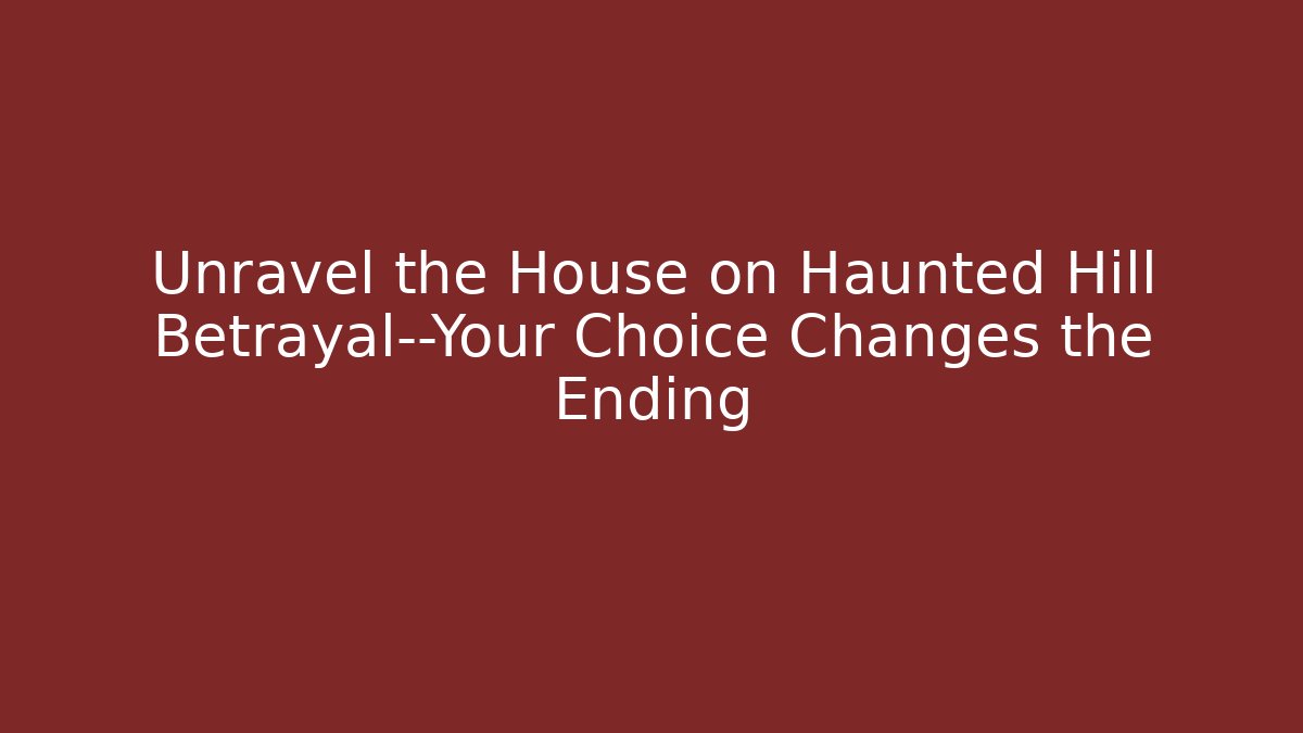 Unravel the House on Haunted Hill Betrayal—Your Choice Changes the Ending