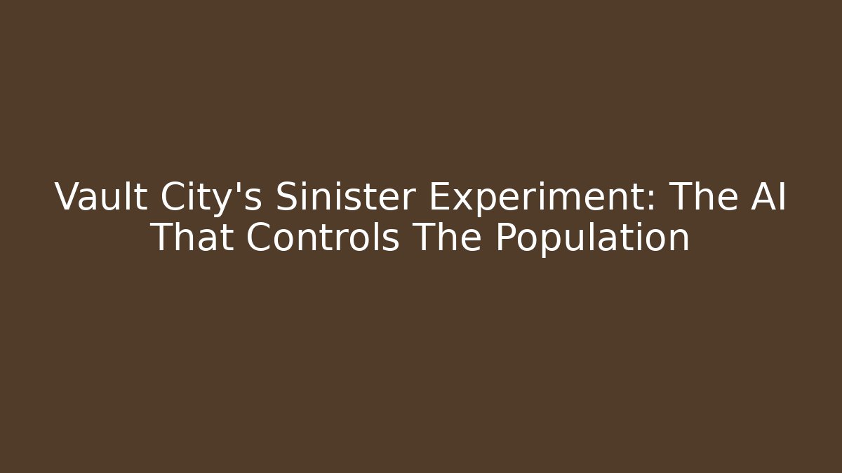 Vault City's Sinister Experiment: The AI That Controls The Population