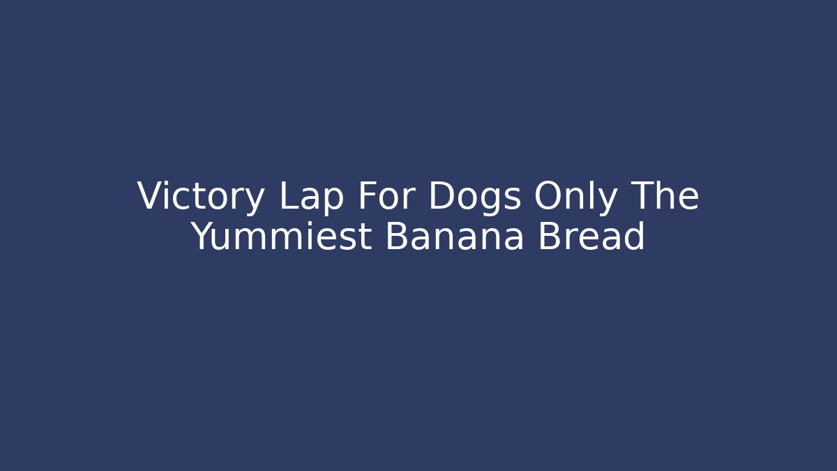 Victory Lap For Dogs Only The Yummiest Banana Bread