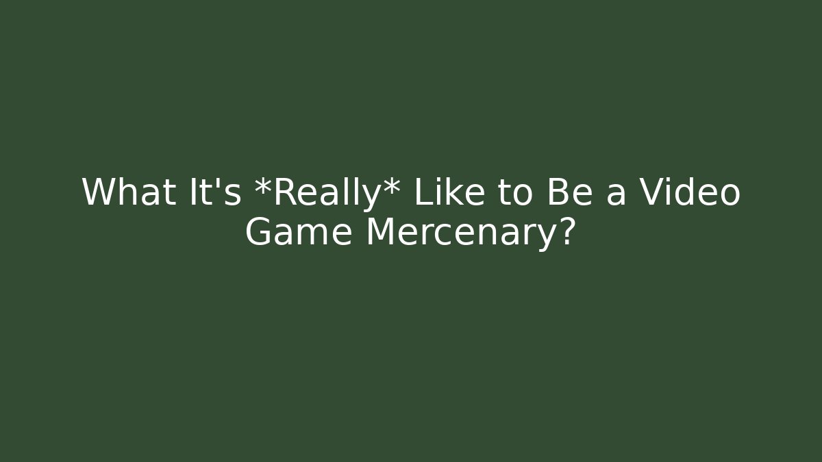 What It's *Really* Like to Be a Video Game Mercenary?