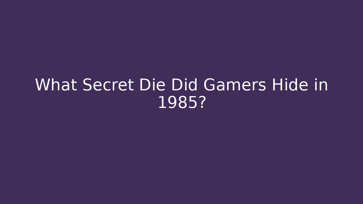 What Secret Die Did Gamers Hide in 1985?