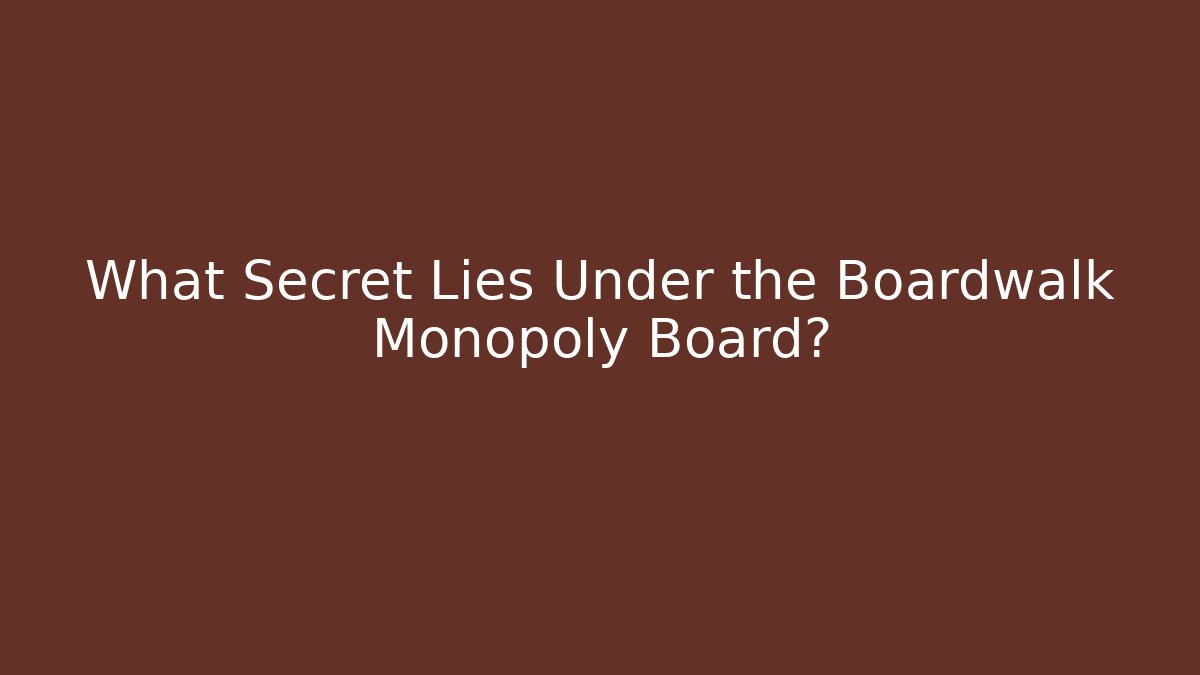 What Secret Lies Under the Boardwalk Monopoly Board?