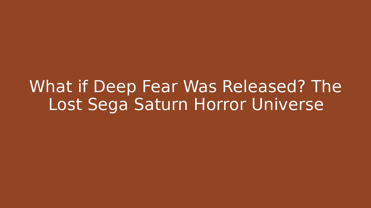 What if Deep Fear Was Released? The Lost Sega Saturn Horror Universe