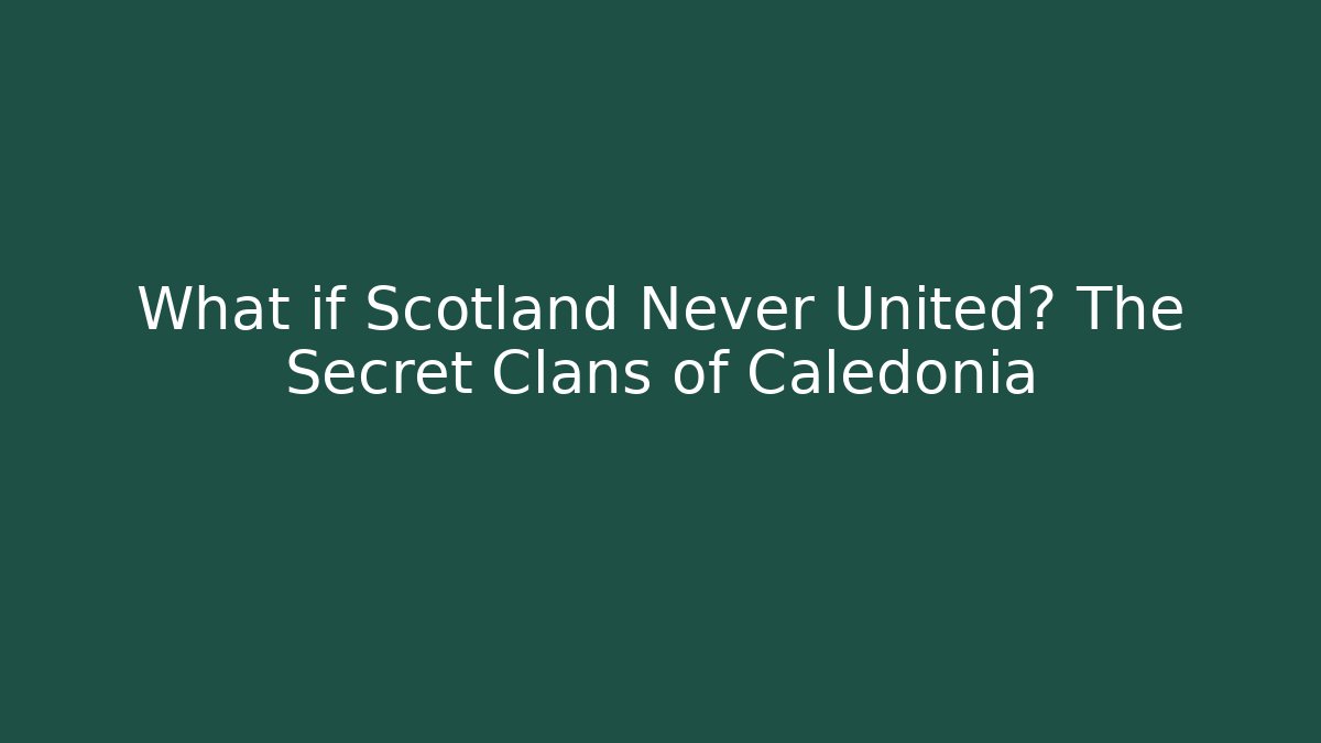 What if Scotland Never United? The Secret Clans of Caledonia