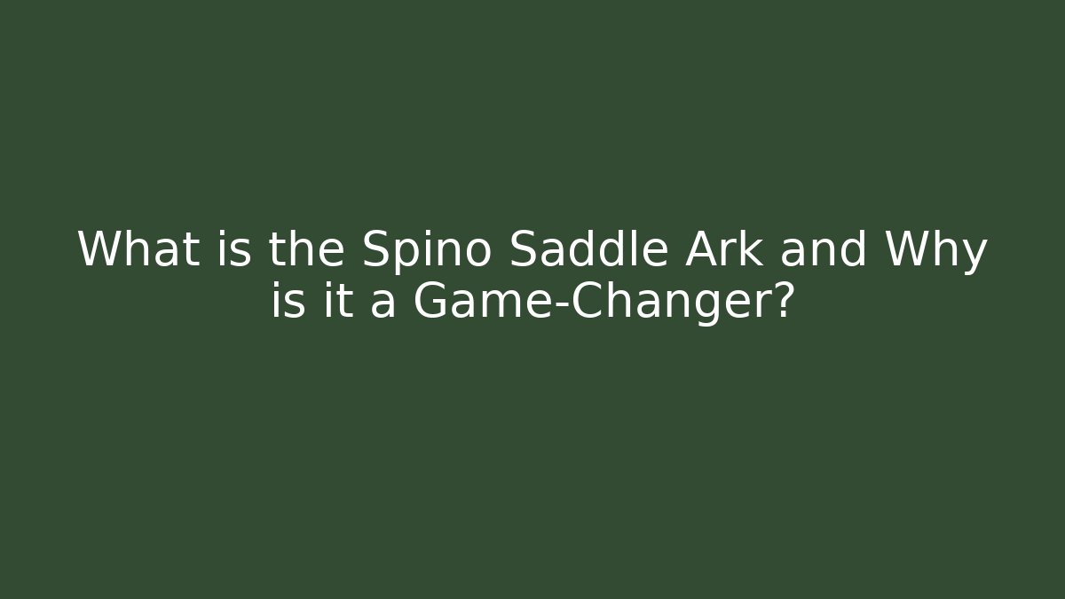 What is the Spino Saddle Ark and Why is it a Game-Changer?