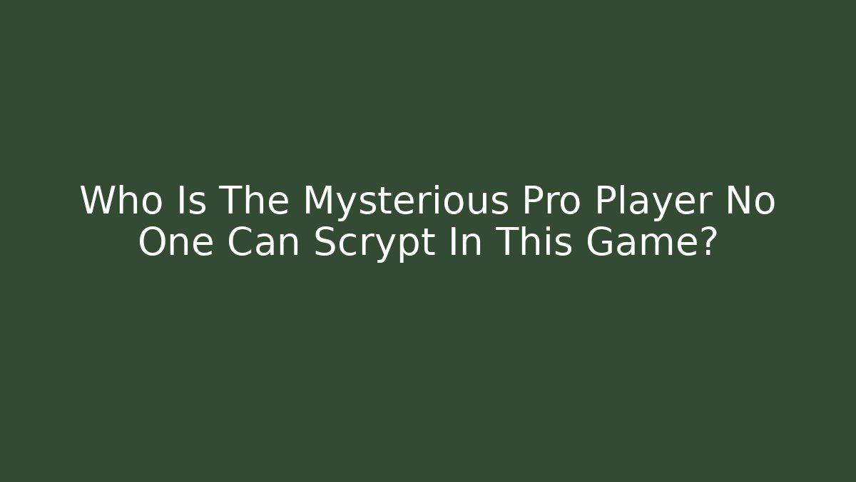 Who Is The Mysterious Pro Player No One Can Scrypt In This Game?