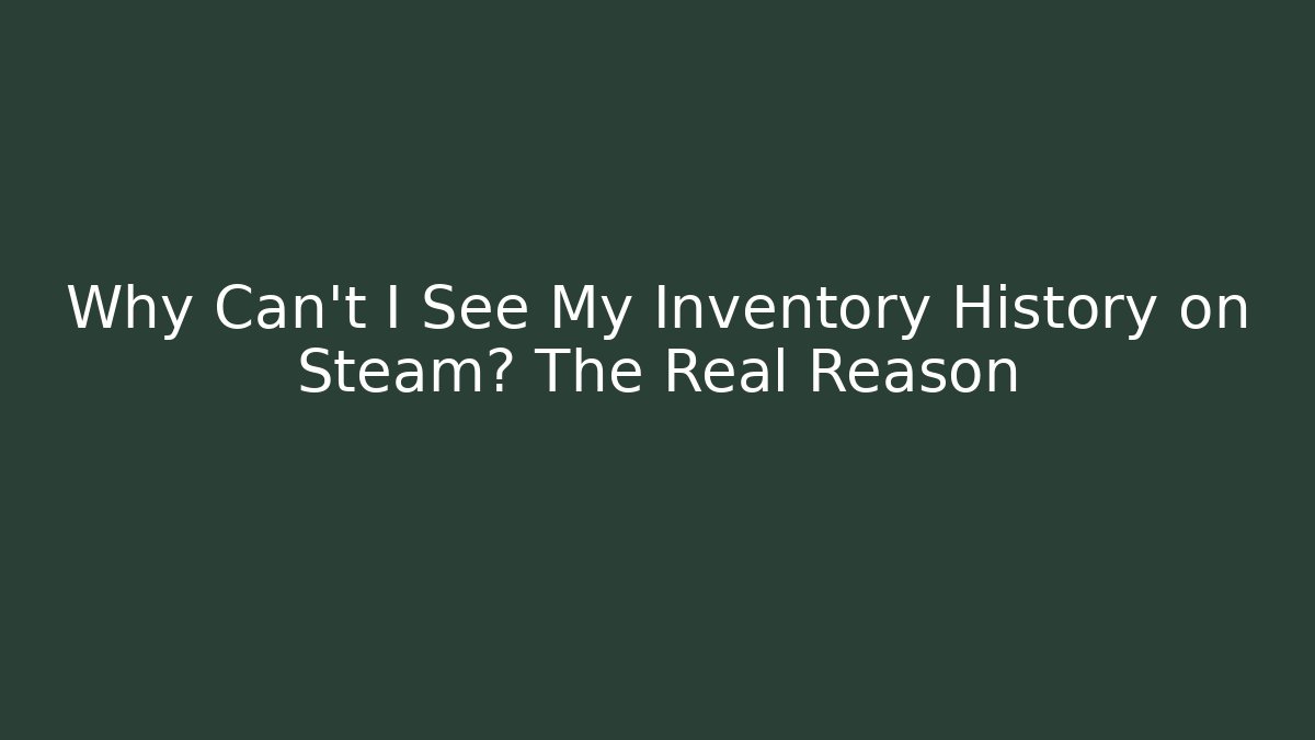Why Can't I See My Inventory History on Steam? The Real Reason