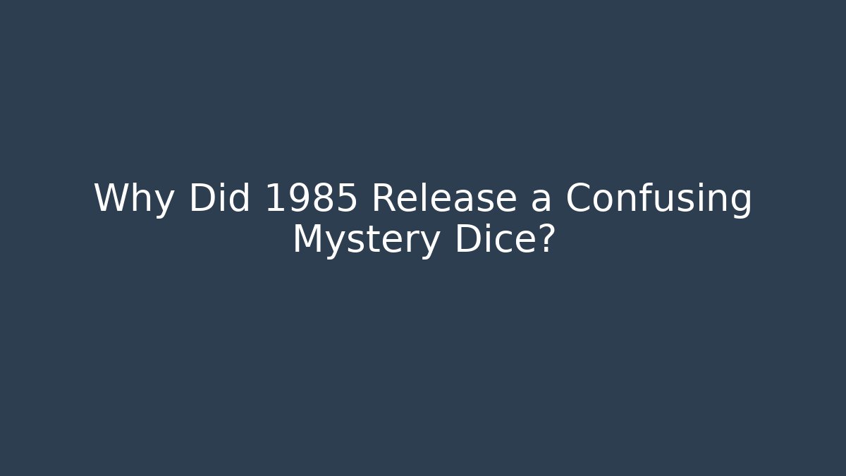 Why Did 1985 Release a Confusing Mystery Dice?