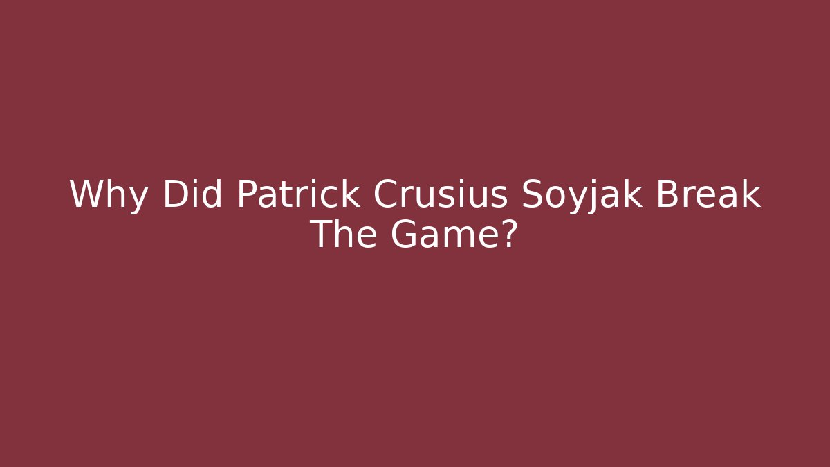 Why Did Patrick Crusius Soyjak Break The Game?