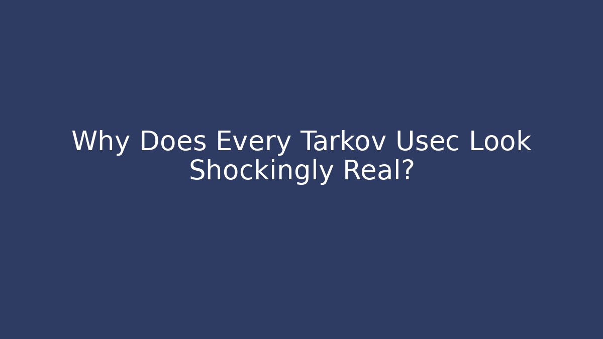 Why Does Every Tarkov Usec Look Shockingly Real?