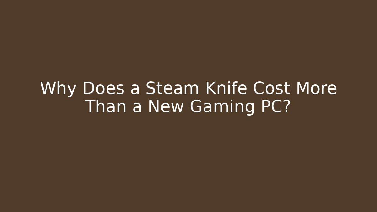 Why Does a Steam Knife Cost More Than a New Gaming PC?