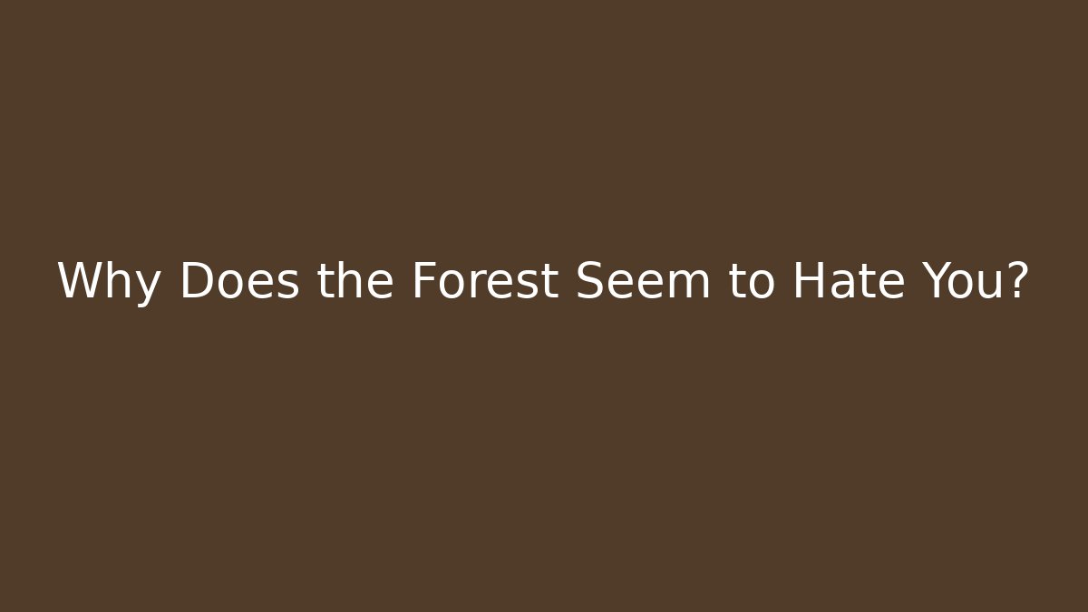 Why Does the Forest Seem to Hate You?