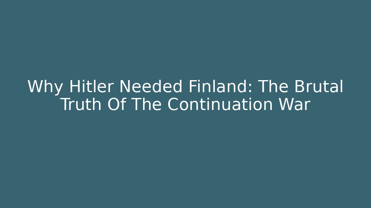 Why Hitler Needed Finland: The Brutal Truth Of The Continuation War - The Family Holidays