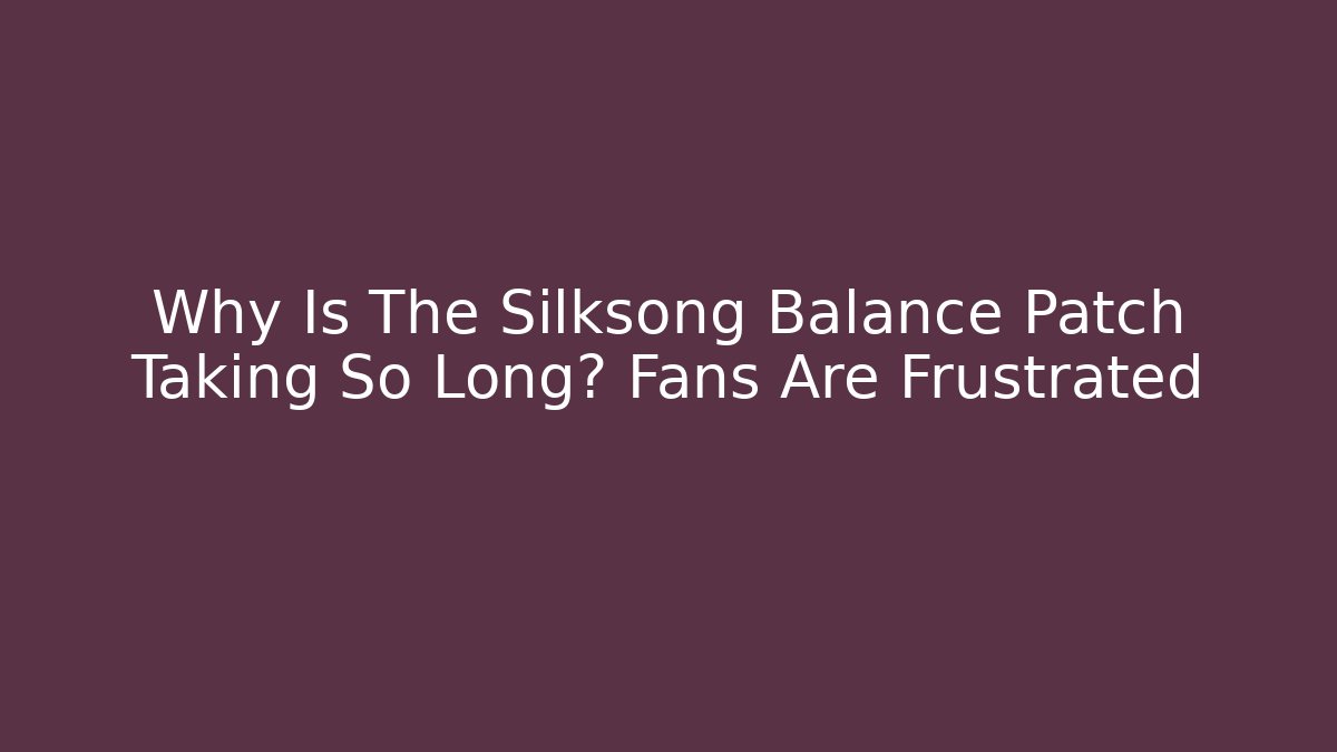 Why Is The Silksong Balance Patch Taking So Long? Fans Are Frustrated
