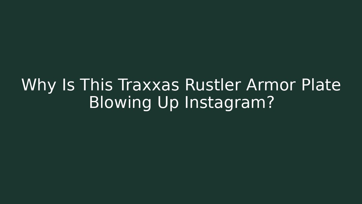 Why Is This Traxxas Rustler Armor Plate Blowing Up Instagram?