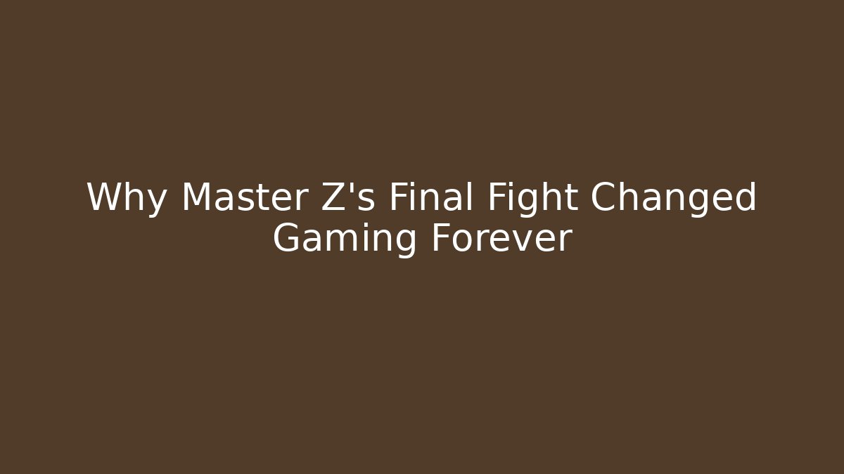 Why Master Z's Final Fight Changed Gaming Forever