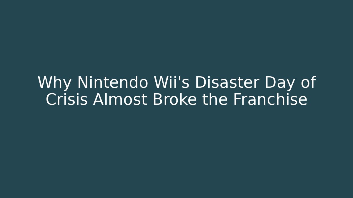 Why Nintendo Wii's Disaster Day of Crisis Almost Broke the Franchise