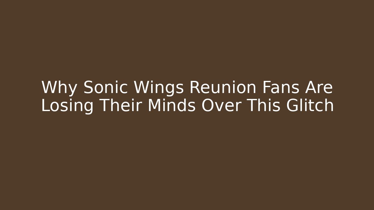 Why Sonic Wings Reunion Fans Are Losing Their Minds Over This Glitch