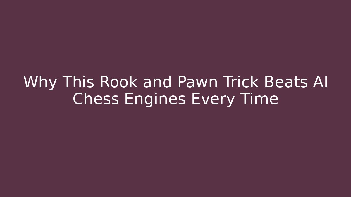 Why This Rook and Pawn Trick Beats AI Chess Engines Every Time