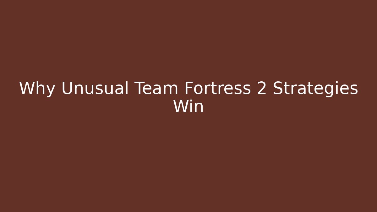 Why Unusual Team Fortress 2 Strategies Win