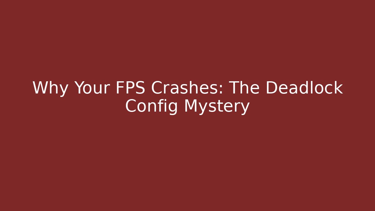 Why Your FPS Crashes: The Deadlock Config Mystery
