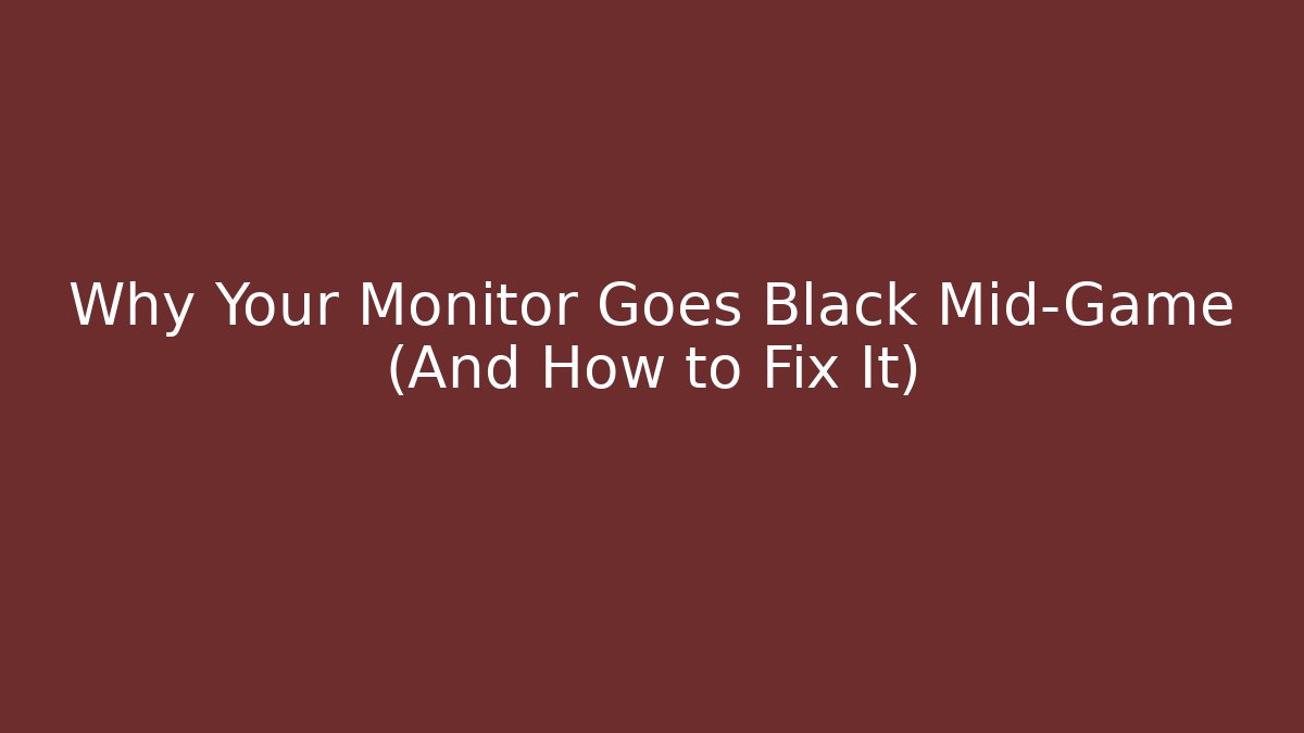 Why Your Monitor Goes Black Mid-Game (And How to Fix It)