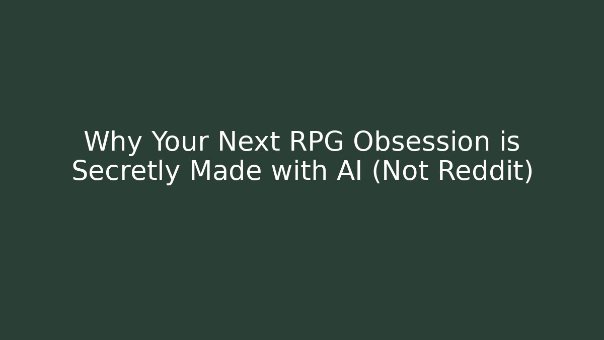 Why Your Next RPG Obsession is Secretly Made with AI (Not Reddit)