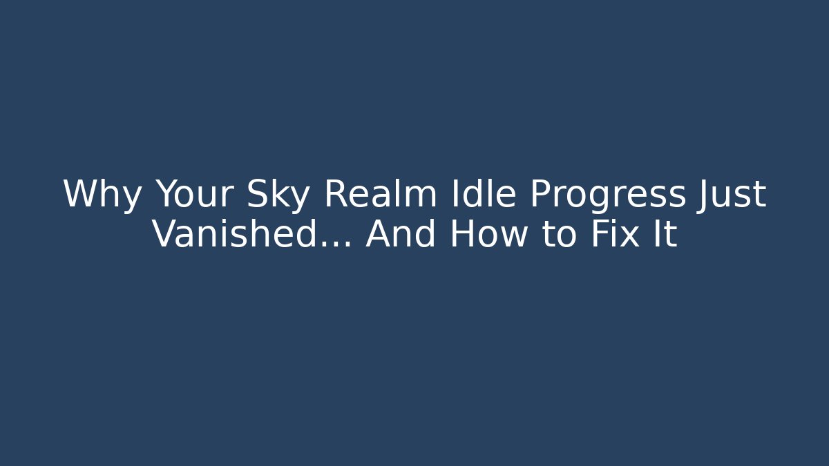 Why Your Sky Realm Idle Progress Just Vanished… And How to Fix It