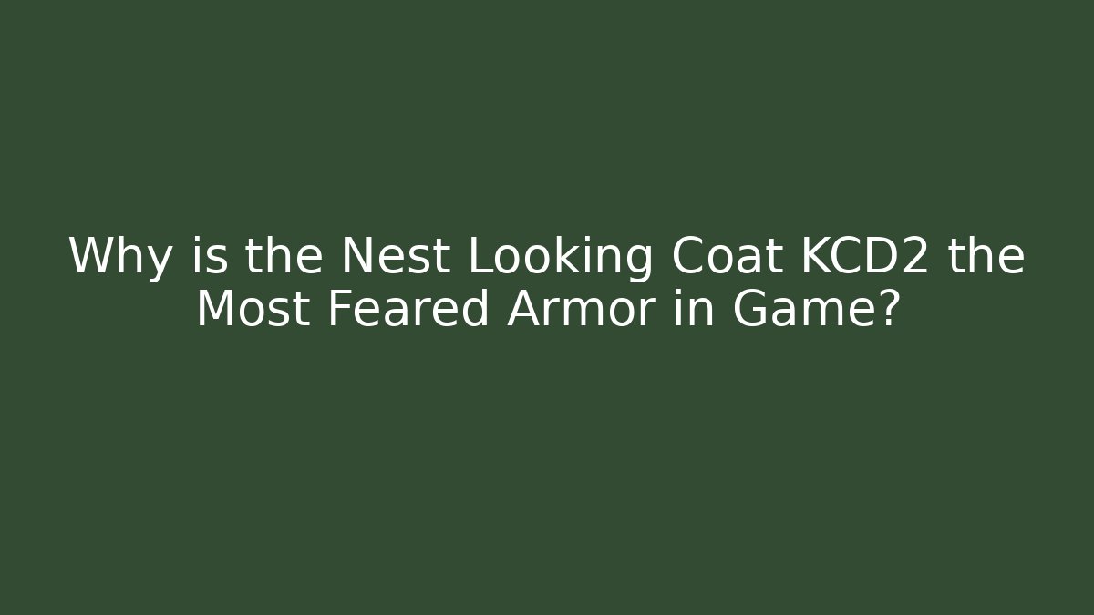 Why is the Nest Looking Coat KCD2 the Most Feared Armor in Game?