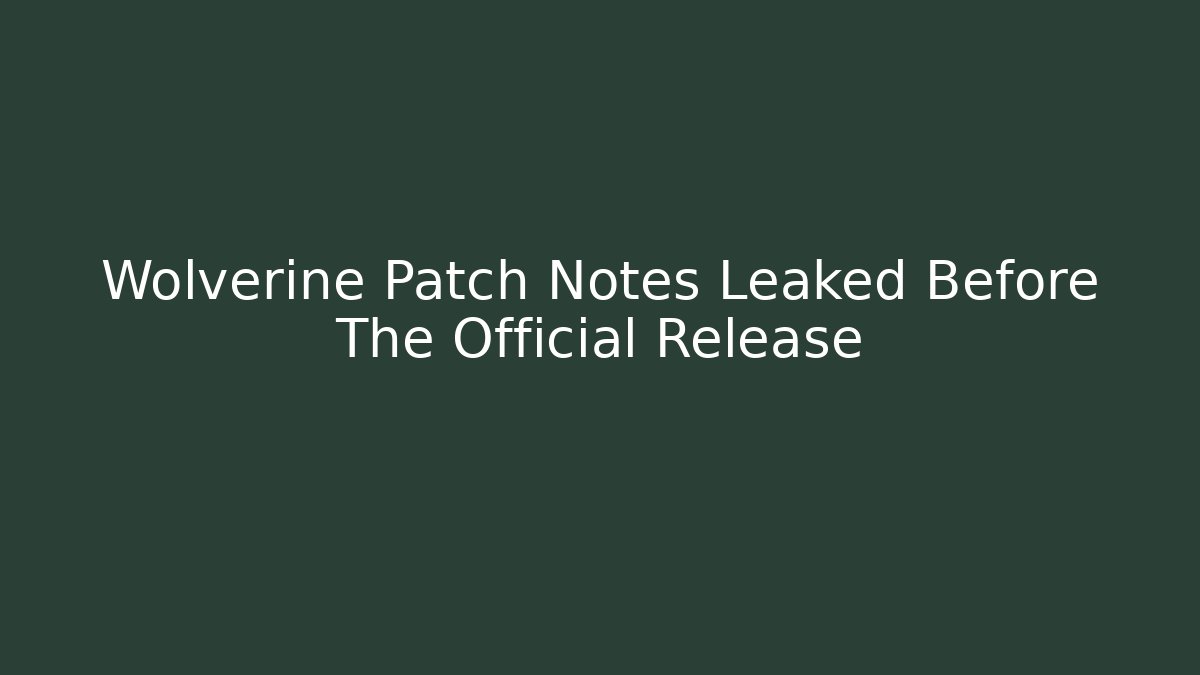 Wolverine Patch Notes Leaked Before The Official Release