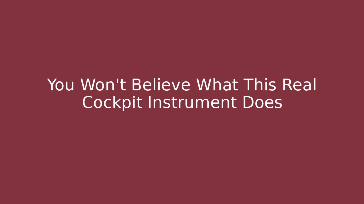 You Won't Believe What This Real Cockpit Instrument Does - The Family Holidays