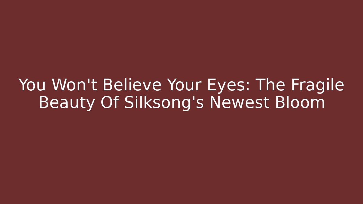 You Won't Believe Your Eyes: The Fragile Beauty Of Silksong's Newest Bloom